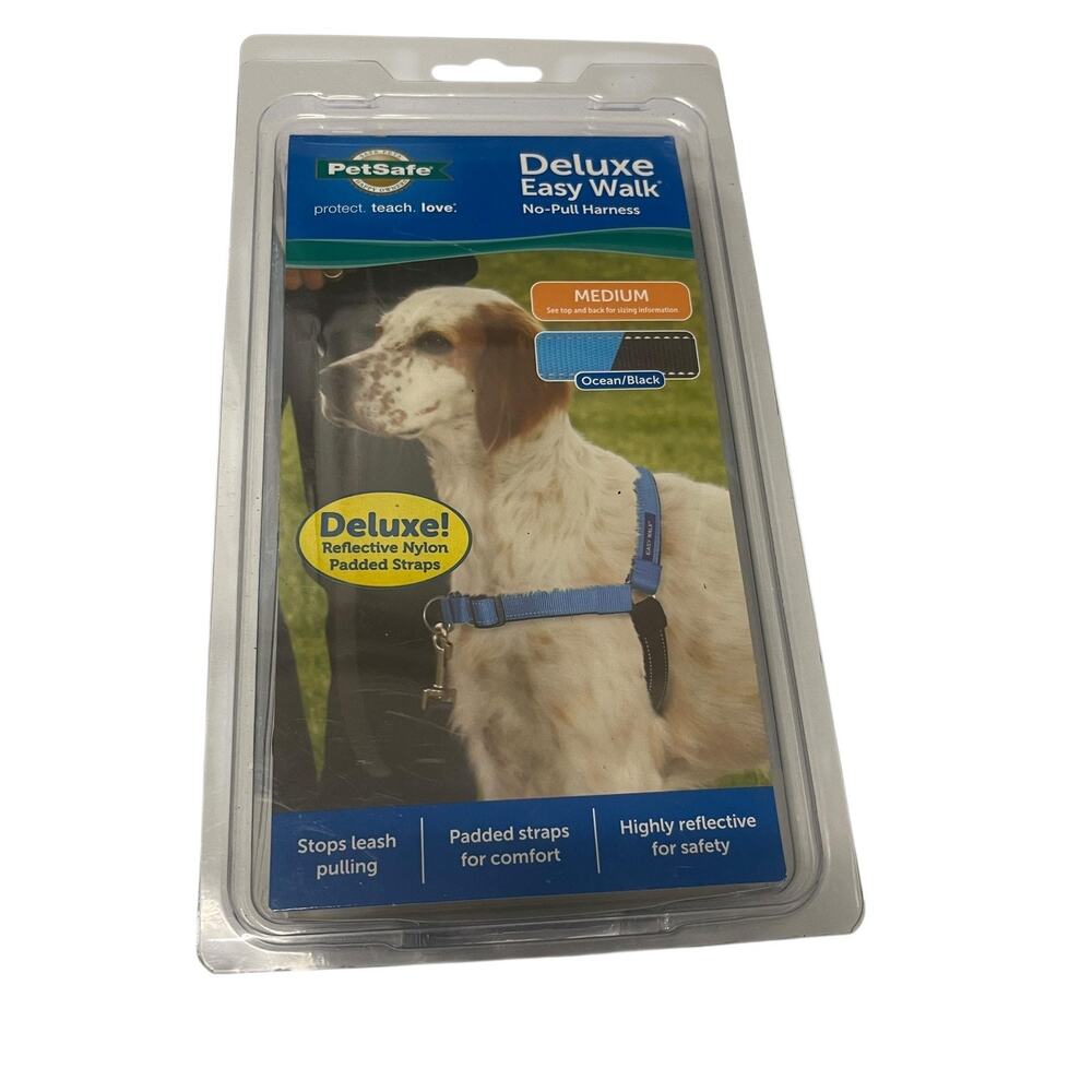 PetSafe Deluxe Easy Walk No-Pull Dog Harness‎ Medium Ocean/Black Front Clip